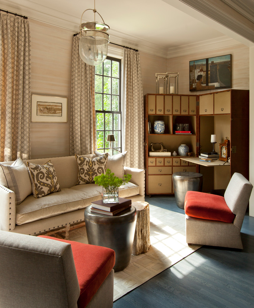 Idee per un soggiorno tradizionale con sala formale e pavimento blu