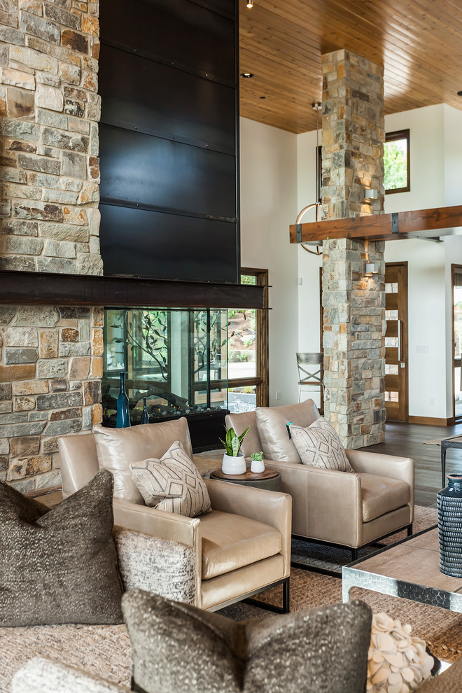 This is an example of a contemporary living room in Portland.