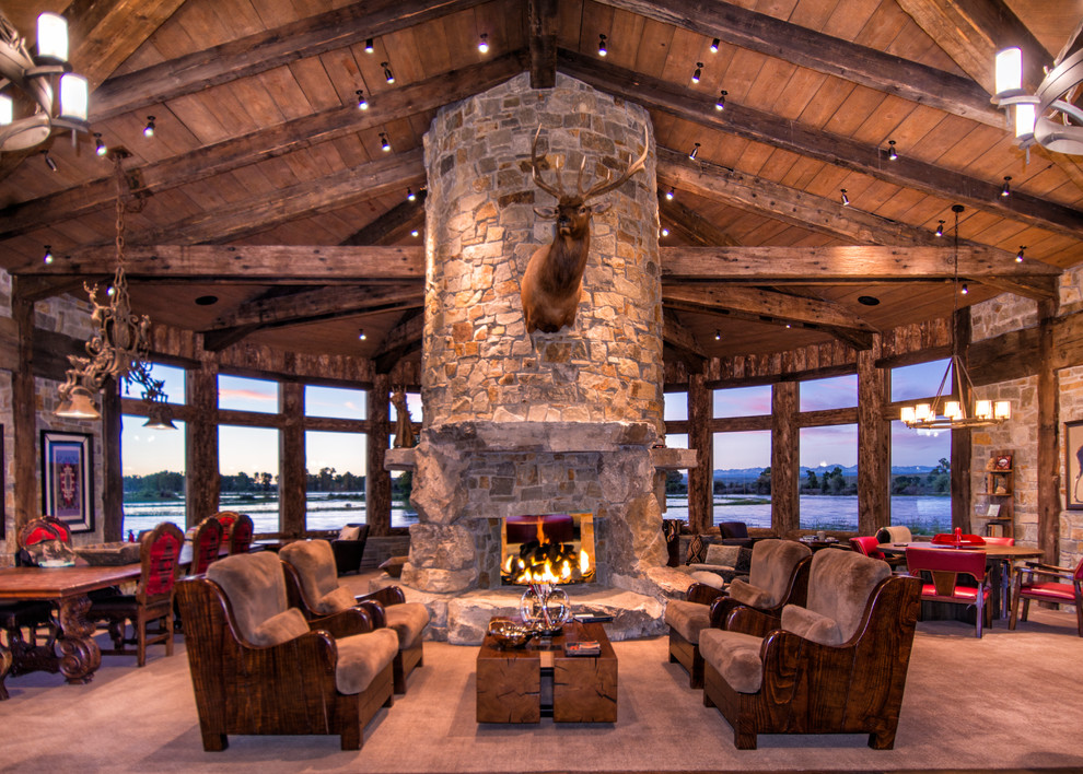 Mountain style living room photo in Jackson