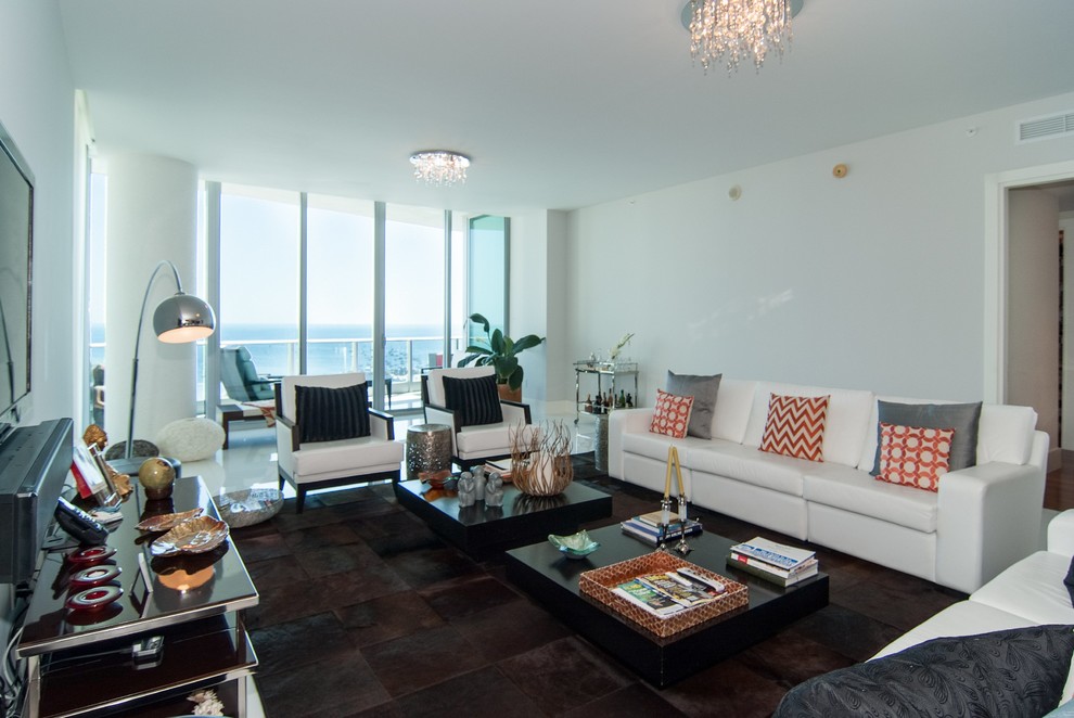 Living room - contemporary living room idea in Miami