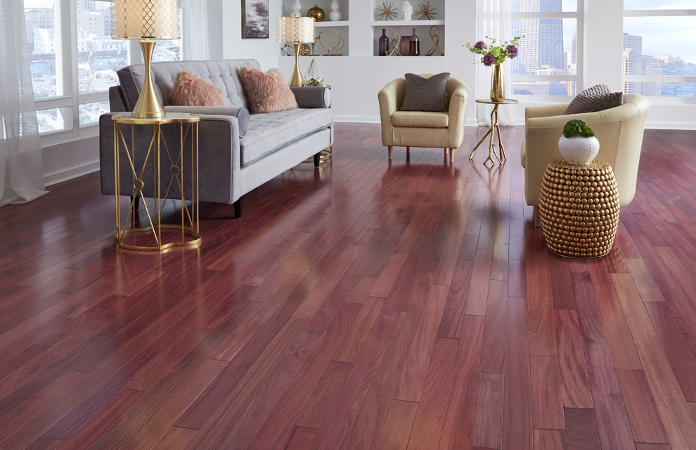 3/4" x 31/4" Purple Heart Prefinished Solid Hardwood Flooring Contemporary Living Room