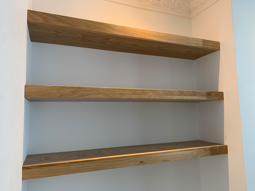 3 Oak Floating Shelves Living Room Other by Freebird Interiors