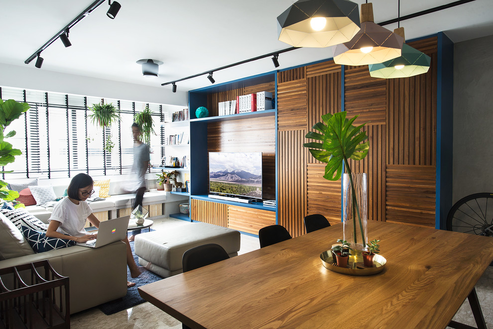 This is an example of a world-inspired living room in Singapore.