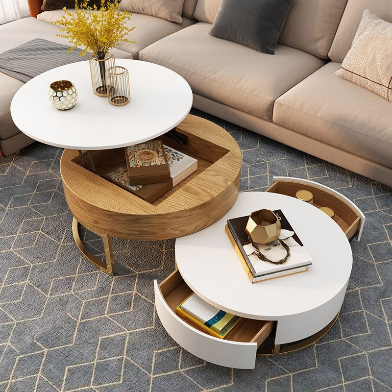 Storage Lift Top Wood Coffee Table, Round Coffee Table Storage