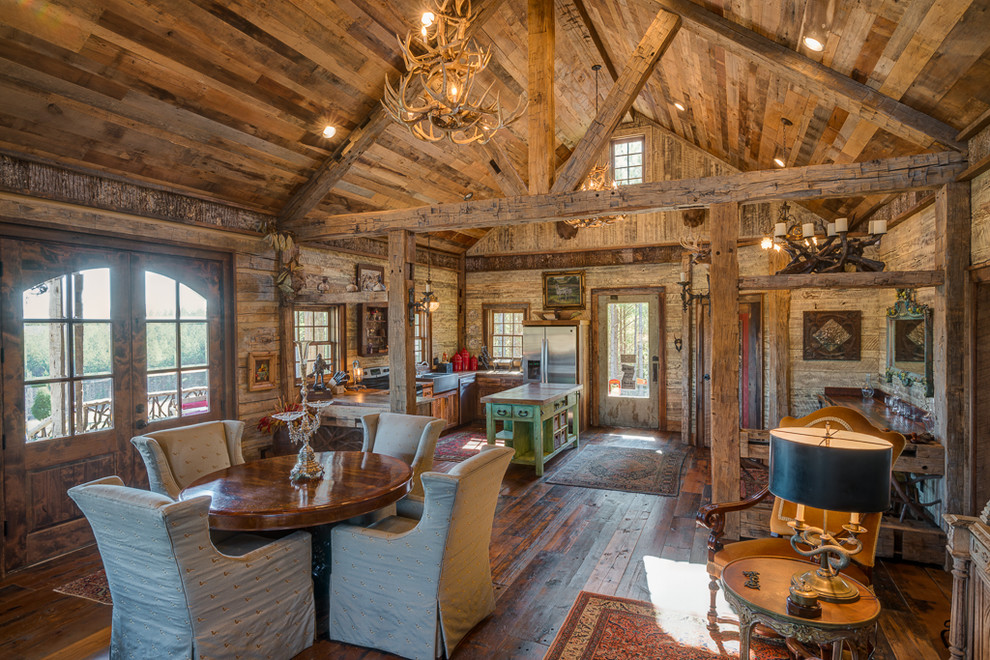 Inspiration for a rustic living room in Charlotte.