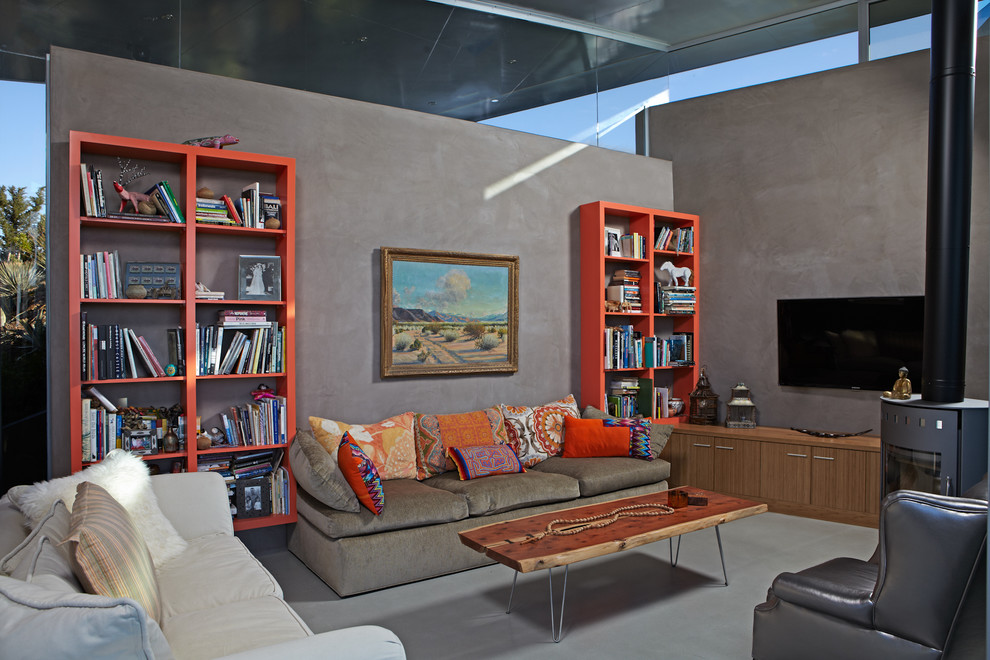 Inspiration for a modern concrete floor living room remodel in Los Angeles