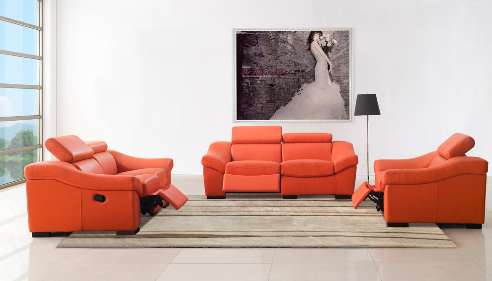 Trendy living room photo in New York with red walls