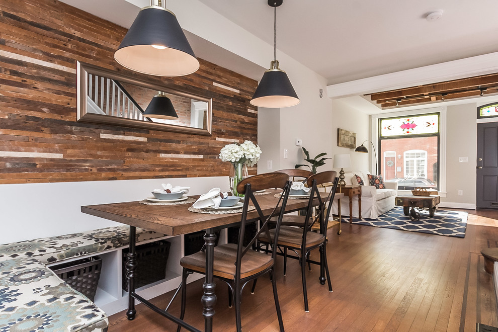 Mid-sized urban dining room photo in Baltimore with white walls and no fireplace