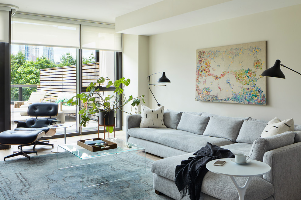 This is an example of a scandi living room in New York.