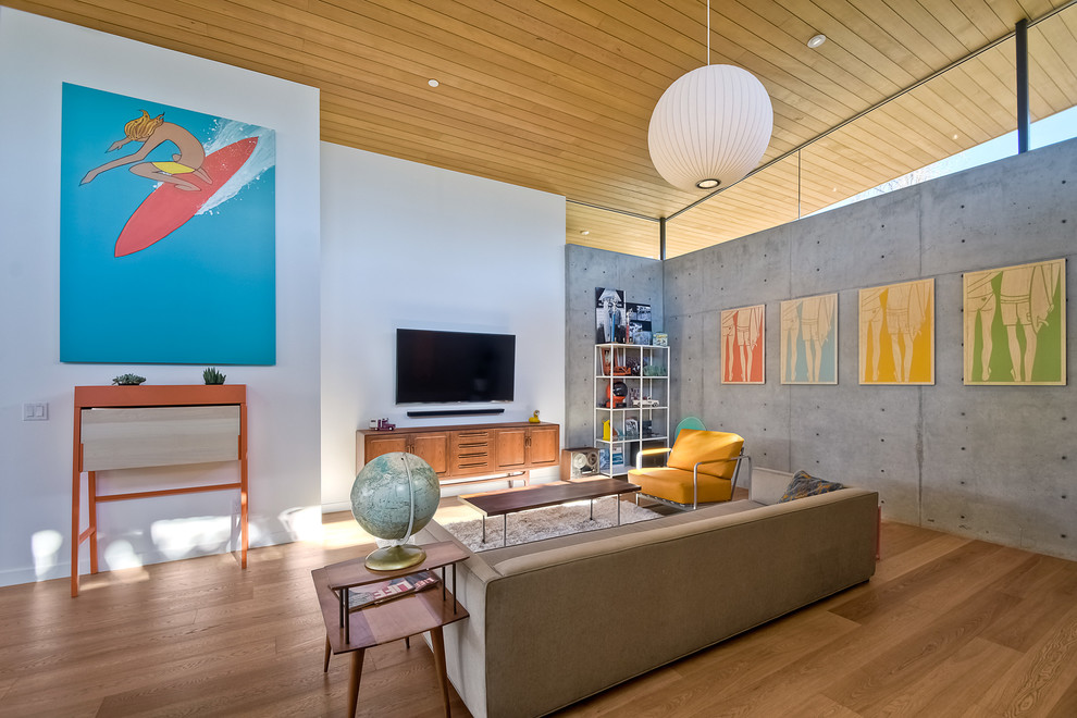 Living room - mid-century modern living room idea in San Diego