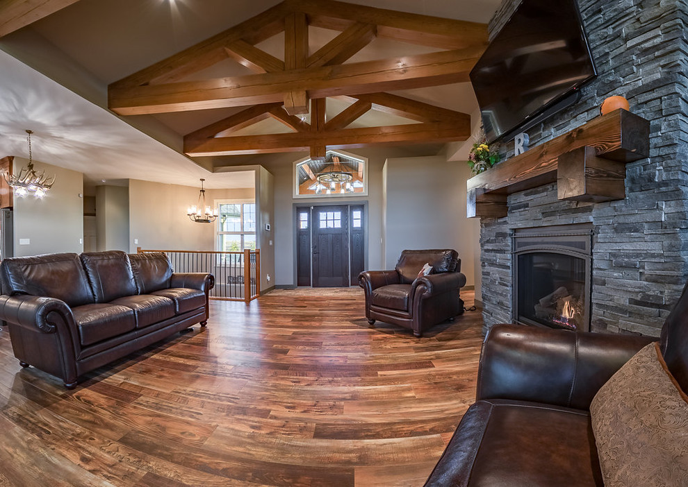 This is an example of a rustic living room in Calgary.