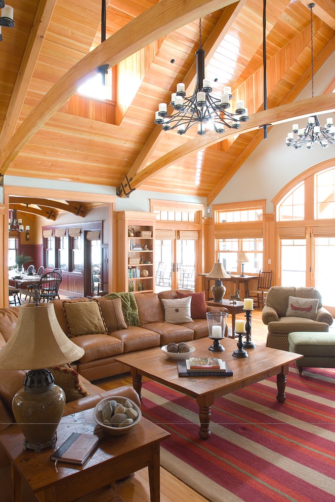 Adirondack Style timber frame Living Room Traditional Living Room