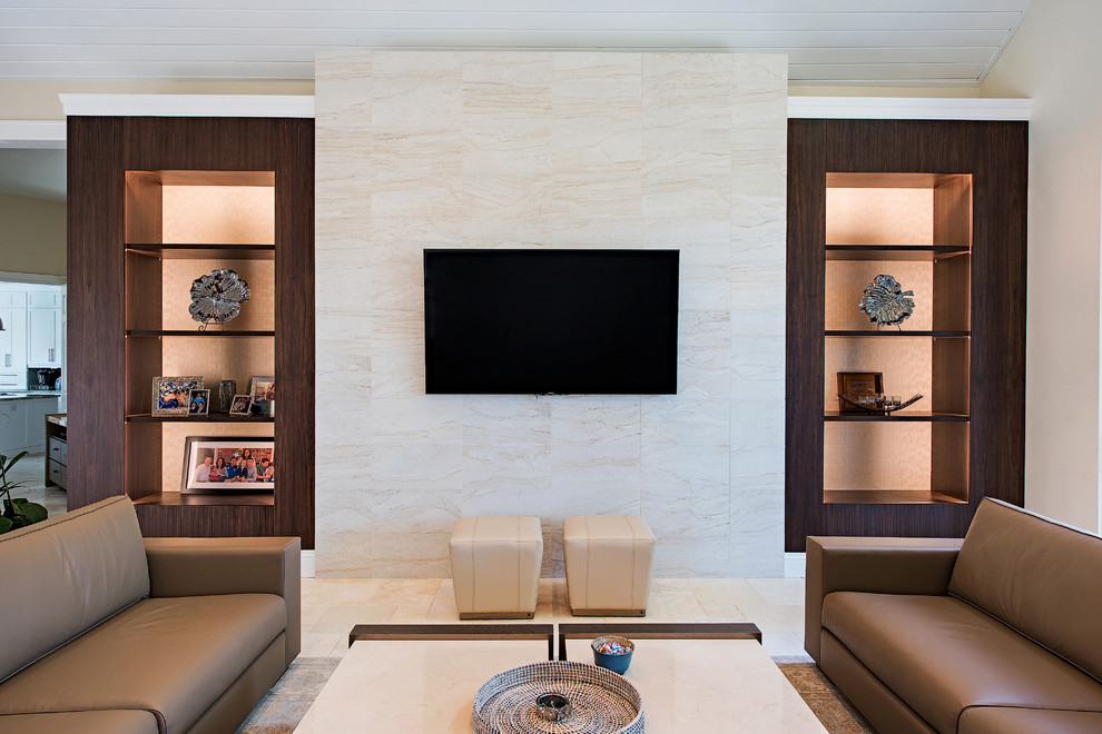 AFTER - Fireplace/Media Wall With Custom Build-Ins - Modern - Living