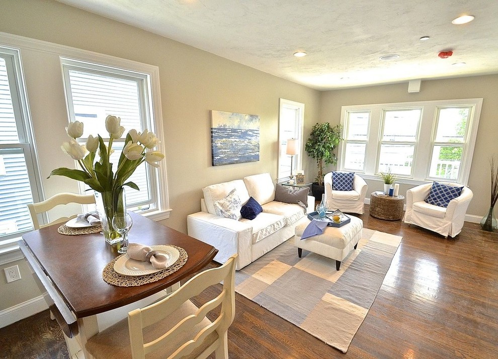 AFTER Kitchen & Living Room Beach Style Living Room Boston by