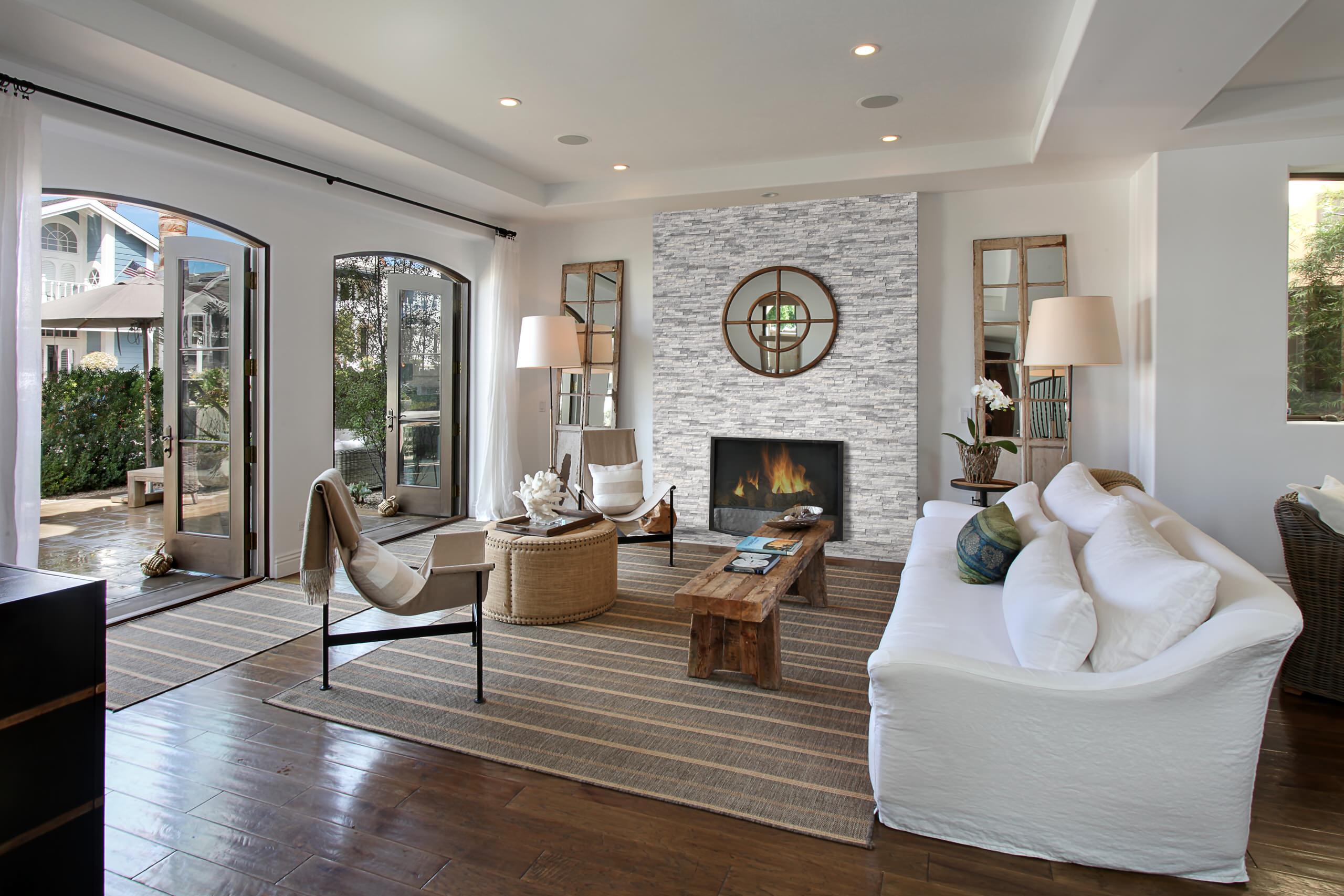 Grey Stacked Stone Fireplace - Photos u0026 Ideas | Houzz