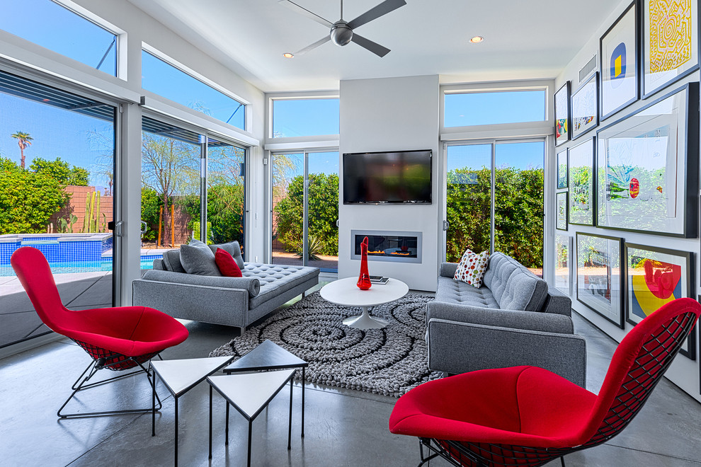 Inspiration for a mid-century modern living room remodel in Other