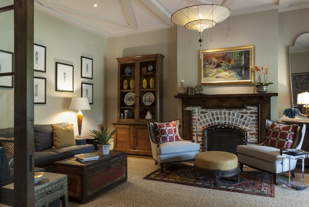 American Country House Traditional Living Room Dallas by