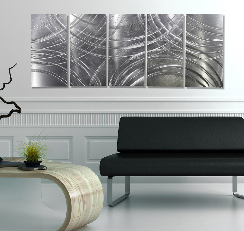 Amplify Silver Modern Metal Wall Art Contemporary Wall Sculpture