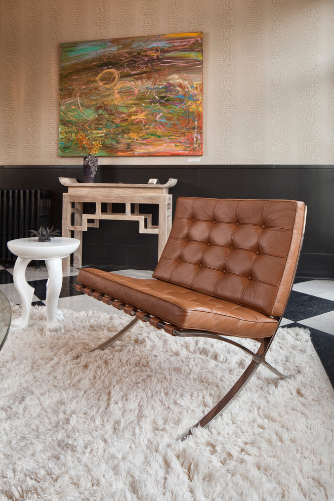 Living room - contemporary living room idea in Cincinnati with beige walls