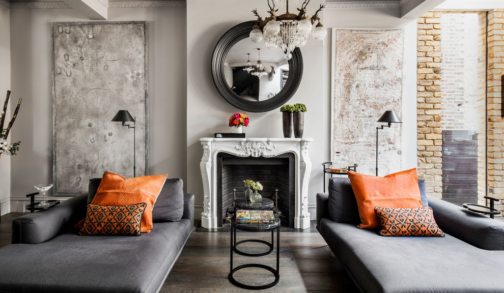 Example of an eclectic living room design in London