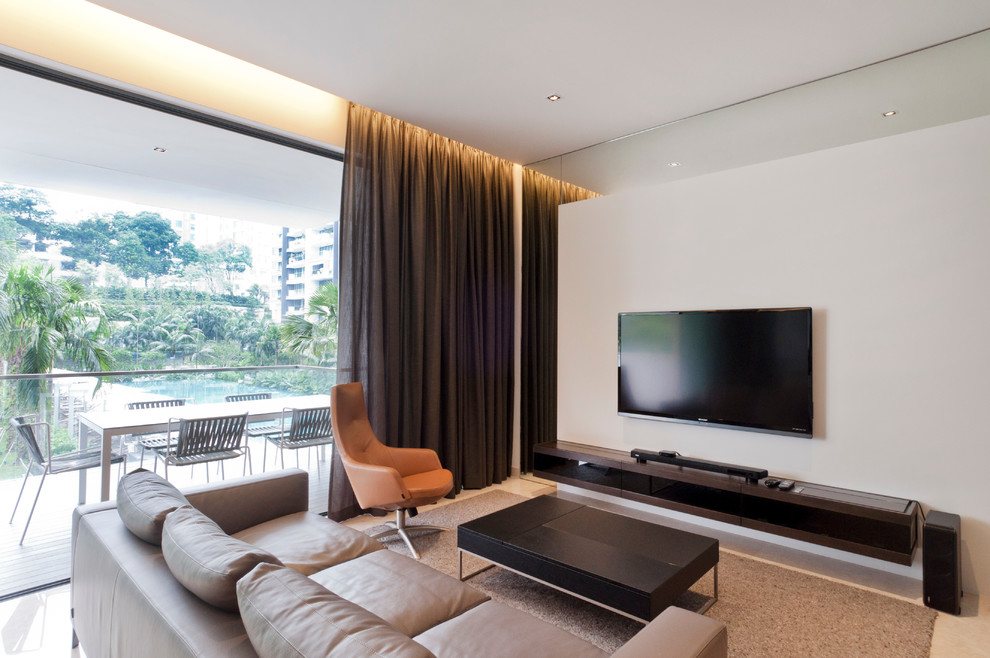 Design ideas for a contemporary living room in Singapore.