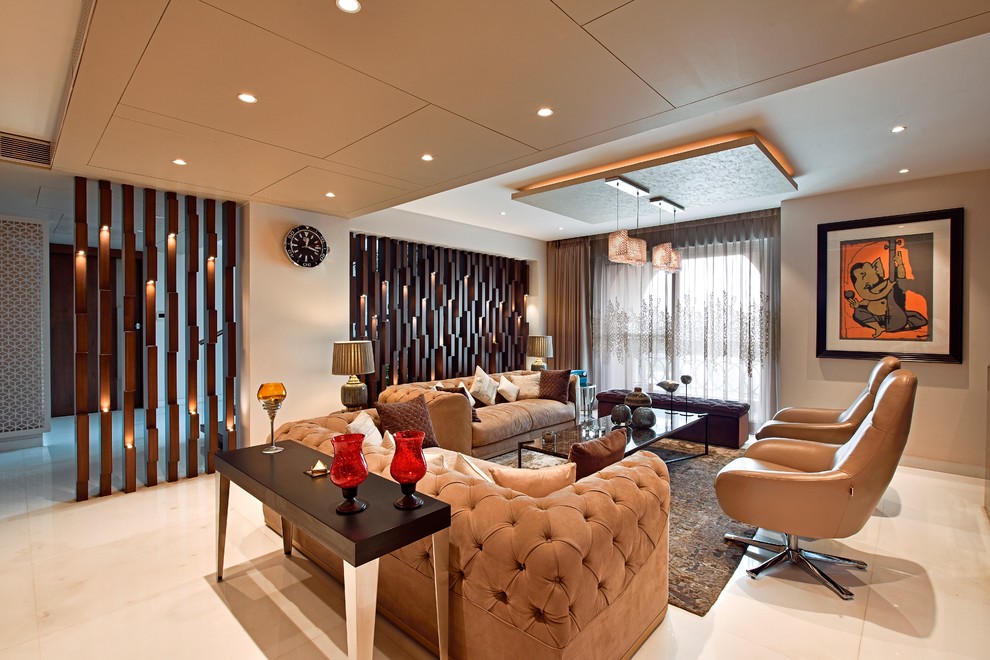 Example of a trendy living room design in Delhi