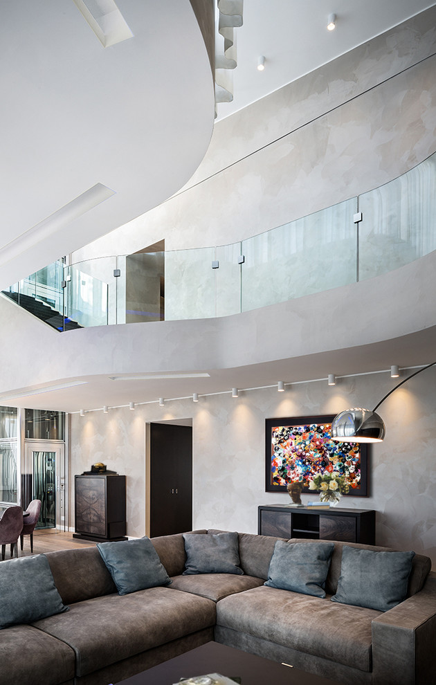 Photo of a large contemporary living room in Milan.