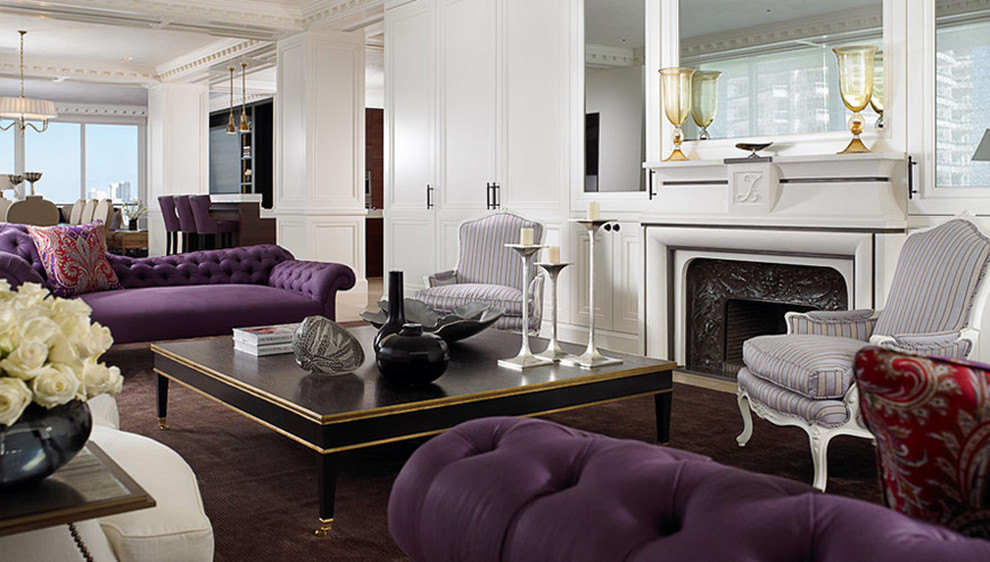 Diseño de salón para visitas abierto clásico extra grande con paredes blancas, moqueta y suelo marrón
