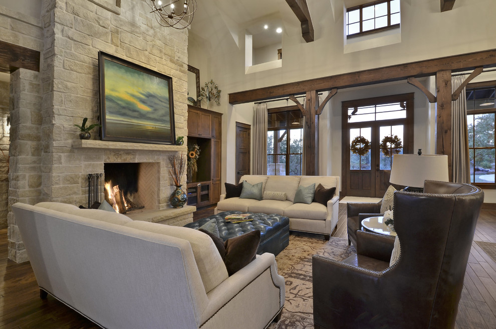 Example of a cottage living room design in Austin