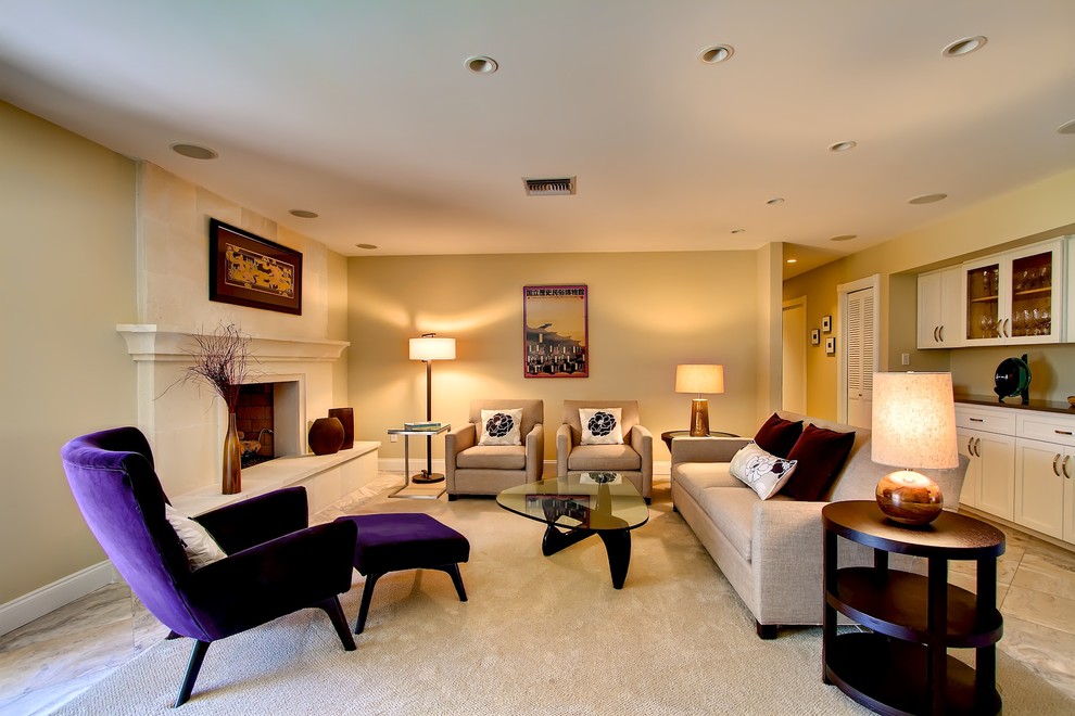 Example of a trendy enclosed living room design in Phoenix with beige walls