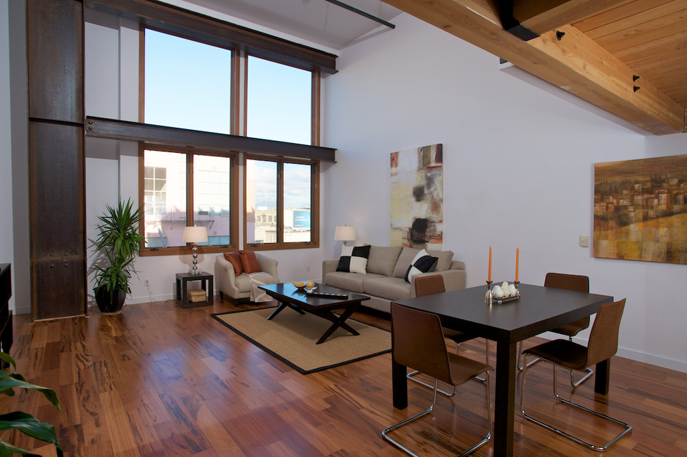 Design ideas for a medium sized modern open plan living room in San Francisco.