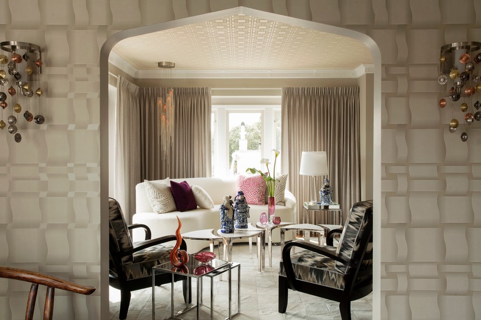 Свежая идея для дизайна: парадная, изолированная гостиная комната в современном стиле - отличное фото интерьера
