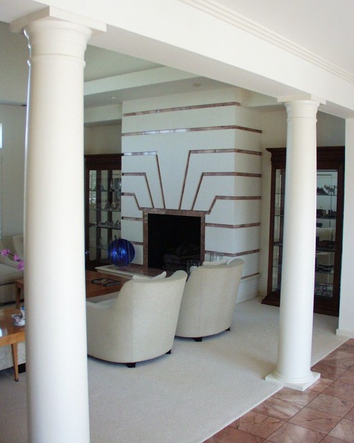 Art Deco Fireplace Mantel Moderne Salon Kansas City par