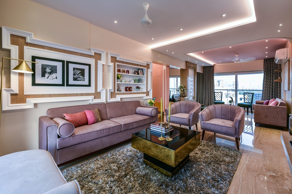 Art Deco Mumbai Apartment Traditional Living Room Mumbai by Aum
