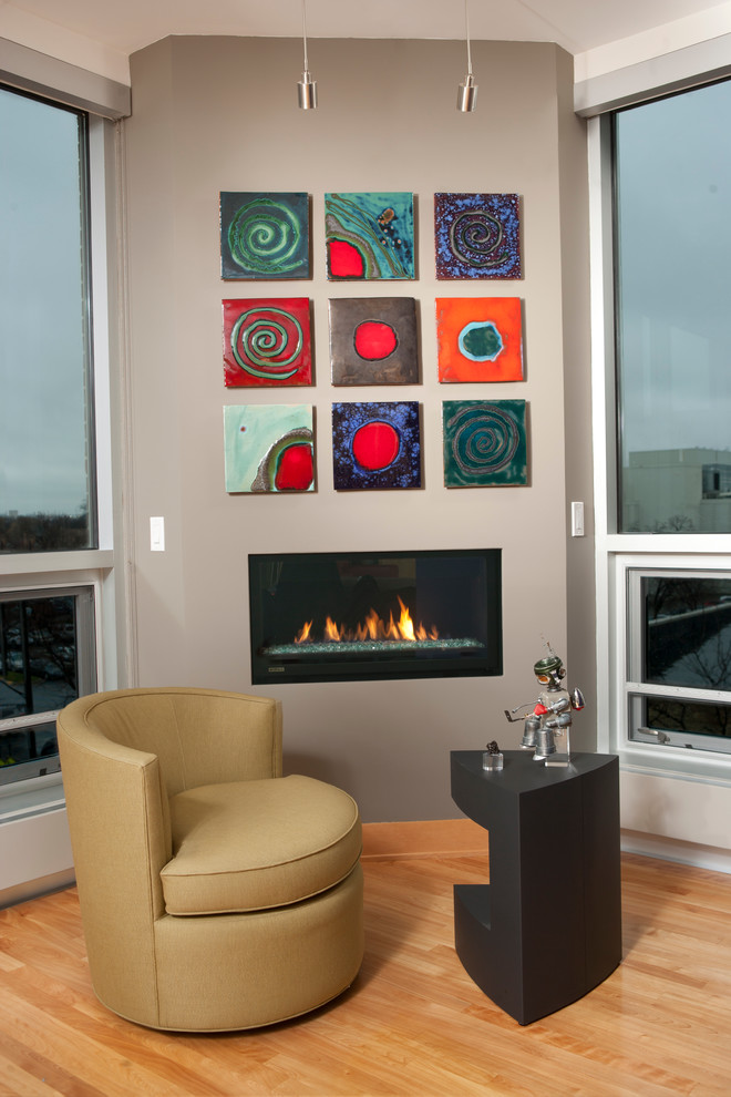 Art Mural Over Fireplace - Contemporary - Living Room - Minneapolis