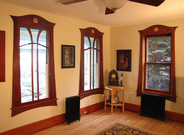 Art Nouveau Mahogany Window Trim Living Room Philadelphia By Ethan Horwitz Cabinetmaker Houzz