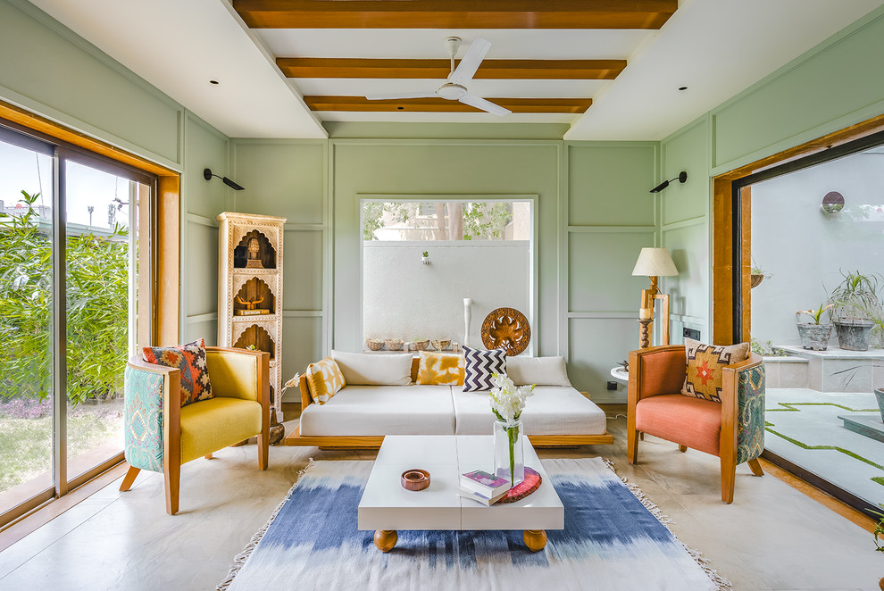 This is an example of a world-inspired living room in Ahmedabad.