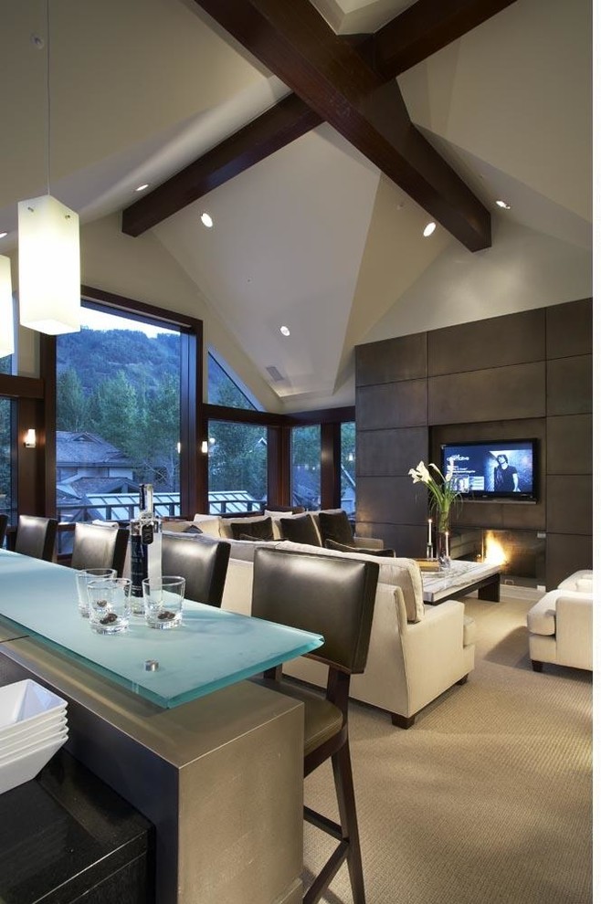Living room - transitional open concept living room idea in Denver