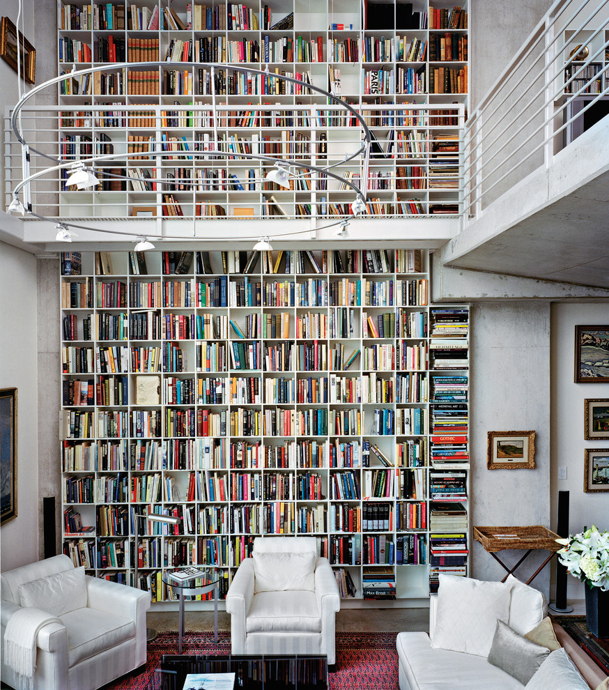 Inspiration for a contemporary living room in Austin with a reading nook.