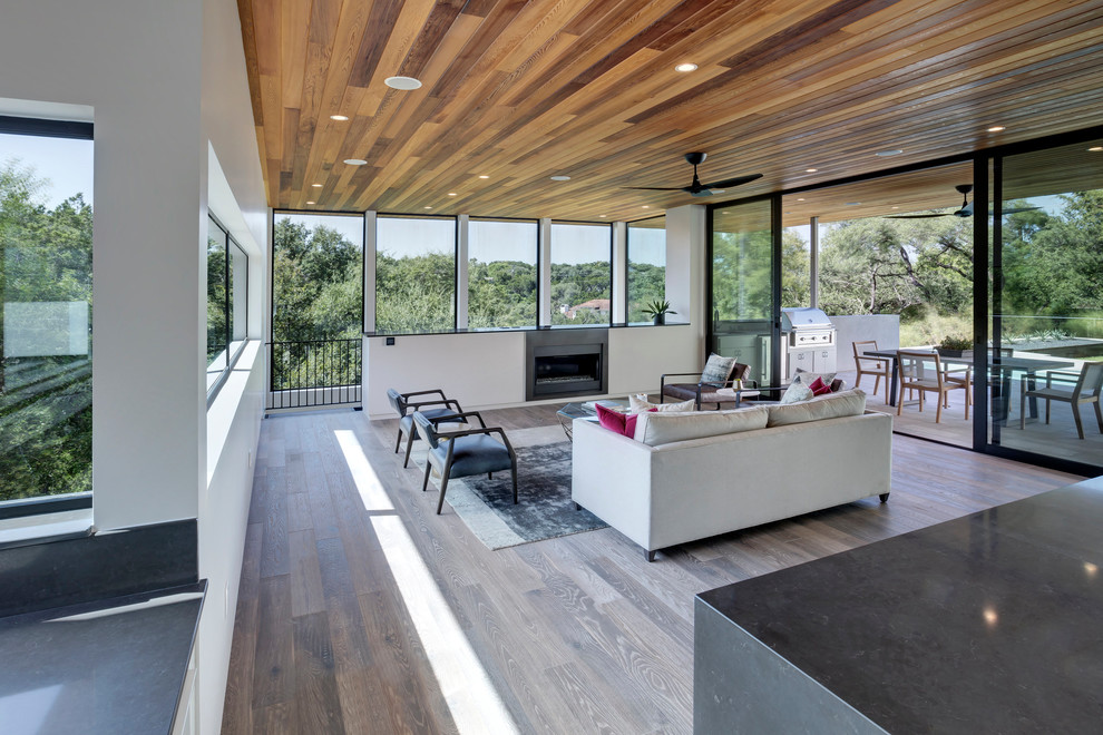Austin, Texas Modern Home-Alaska White Oak - Modern - Living Room ...