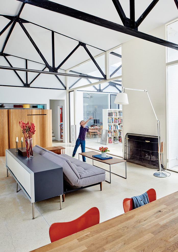 Design ideas for a medium sized contemporary open plan living room in Boston.