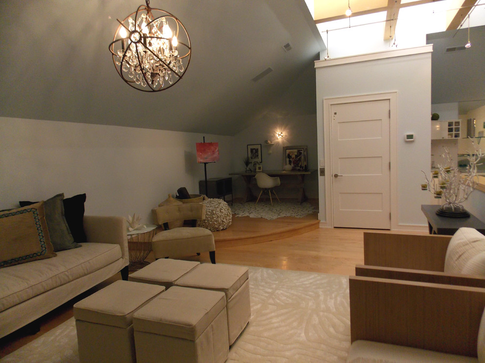 Example of a trendy living room design in Cleveland