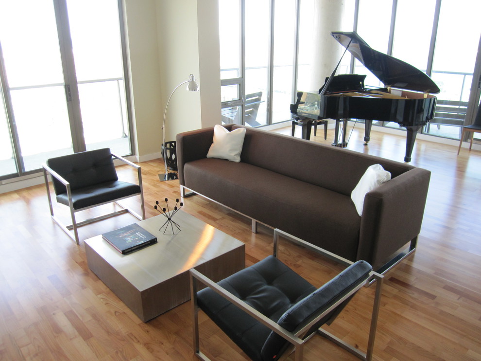 Design ideas for a medium sized contemporary open plan living room in Toronto.