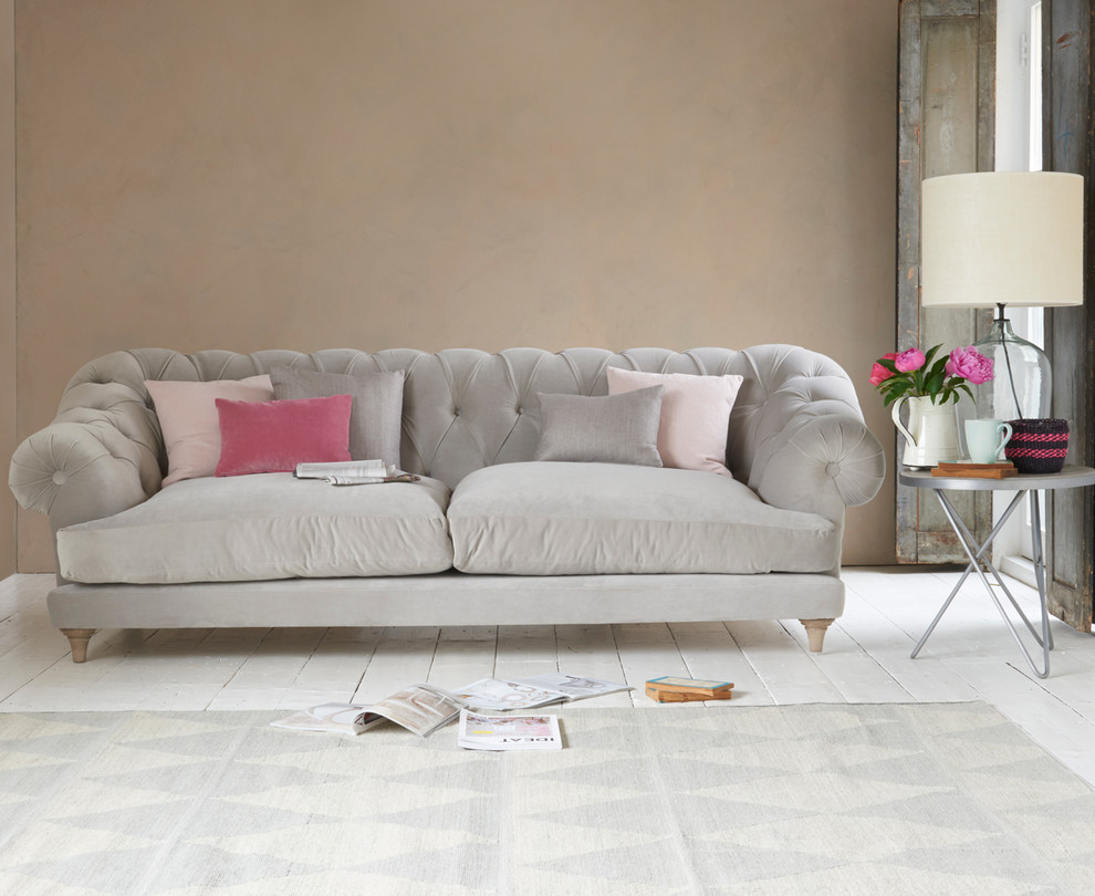 Bagsie Sofa In Smoky Grey Clever Velvet Contemporary Living Room