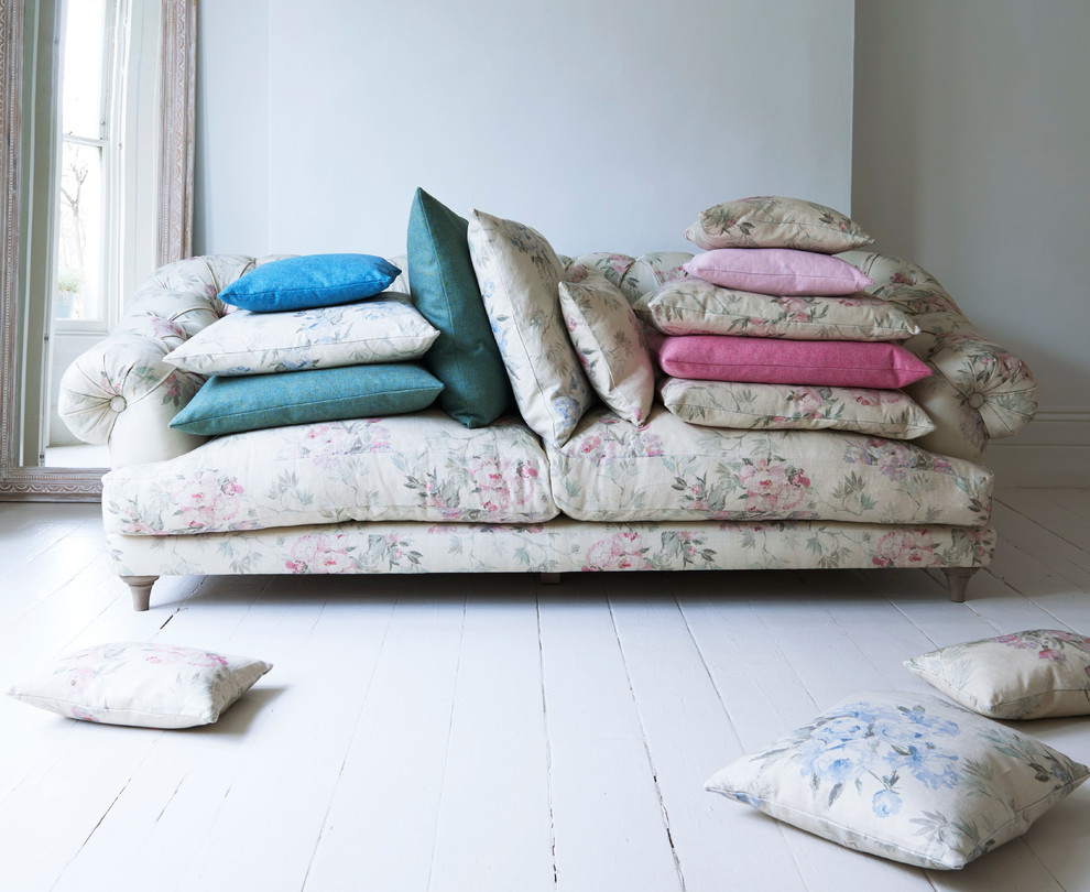Bagsie sofa in Vintage Rose linen Farmhouse Living Room London by Loaf Houzz