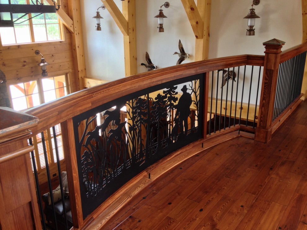Balcony Railing Curved Radius Railing Rustic Living Room Tampa