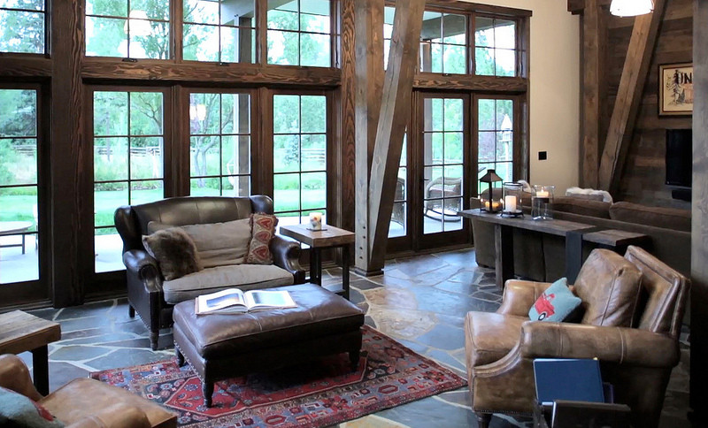 This is an example of a rustic living room in Denver.