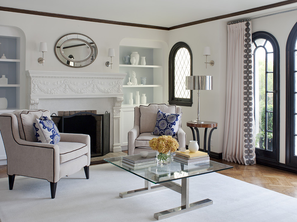 Inspiration for a timeless enclosed living room remodel in San Francisco with a standard fireplace
