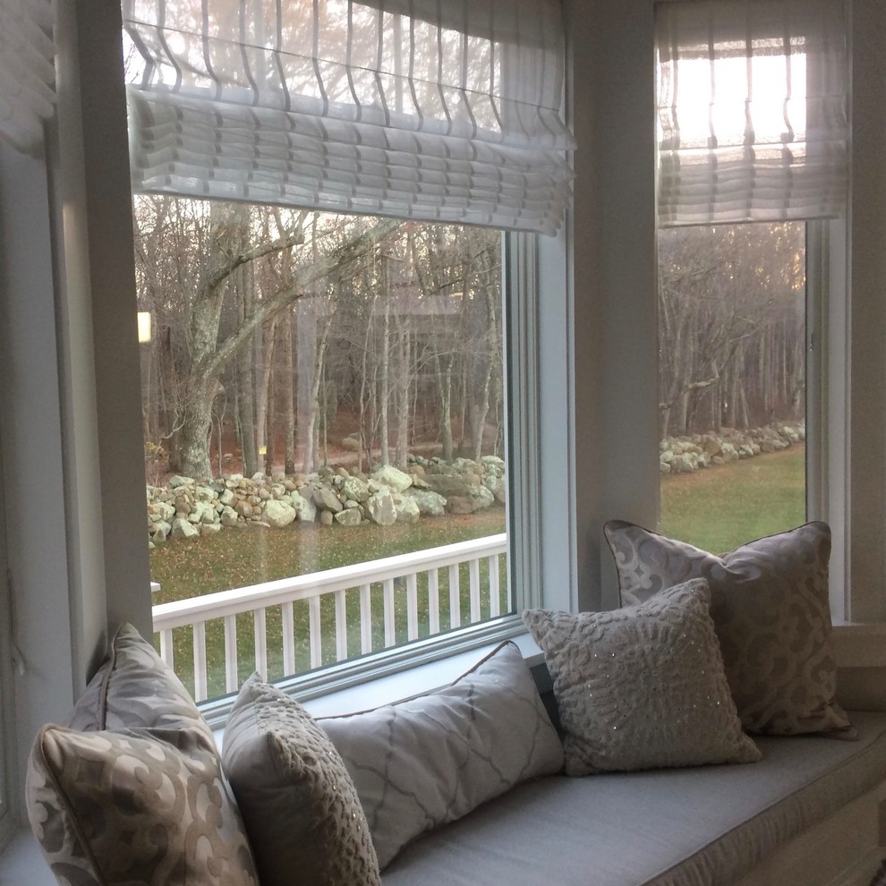 Bay Window with Sheer Roman Shades Traditional Living Room