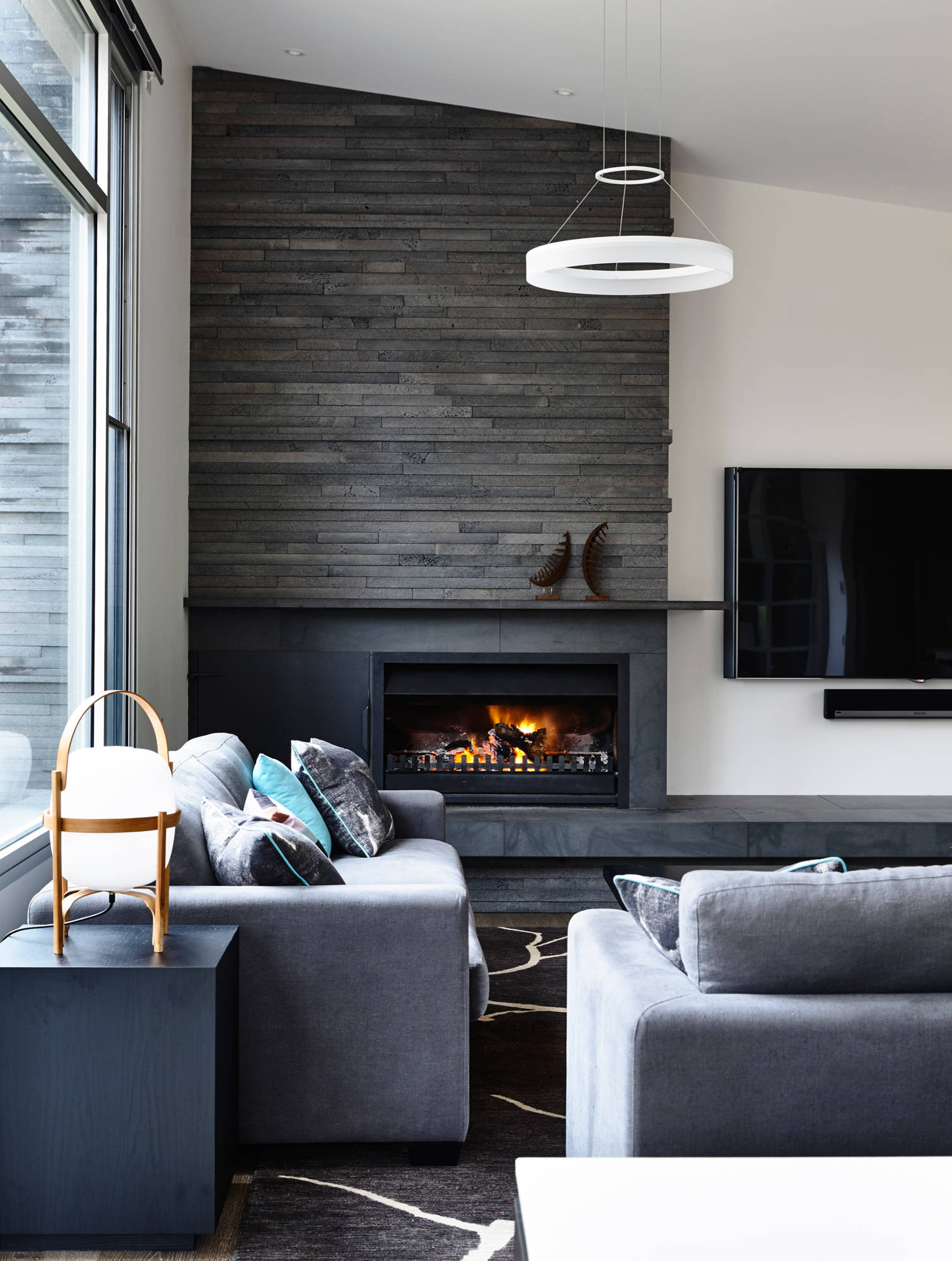 Living Room Modern Corner Fireplace Ideas